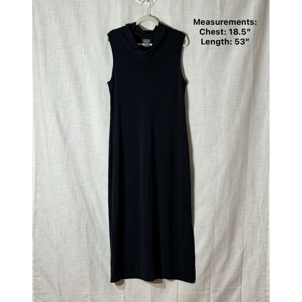 Sigrid Olsen‎ Black Sleeveless Cowl Neck Maxi Dress Size L Stretch Grunge Witchy